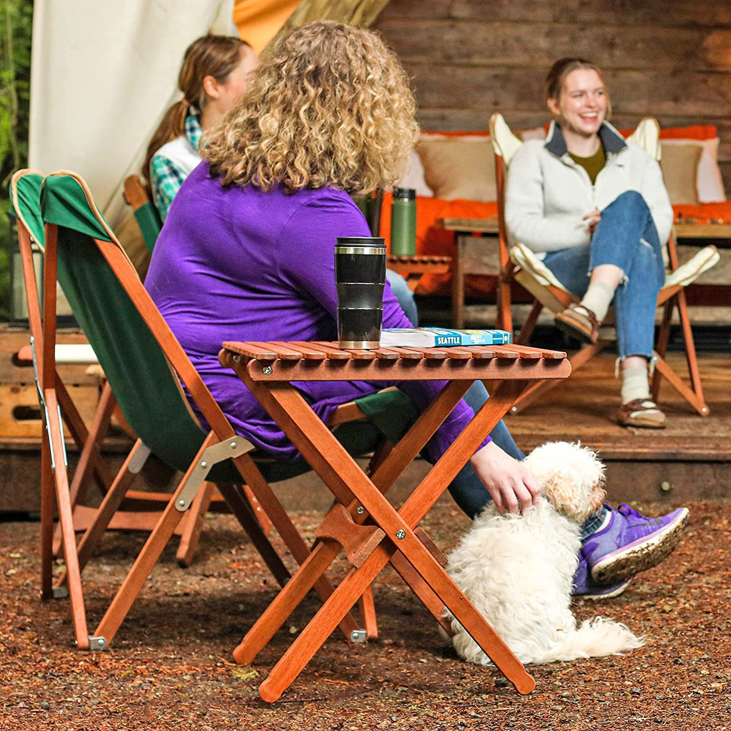 BYER OF MAINE Pangean Folding Wooden Table, Hardwood Portable Table, Multi Use Table, Easy to Fold and Carry for Camping, Wooden Camp Table, Use Indoors, Matches Pangean Furniture Line