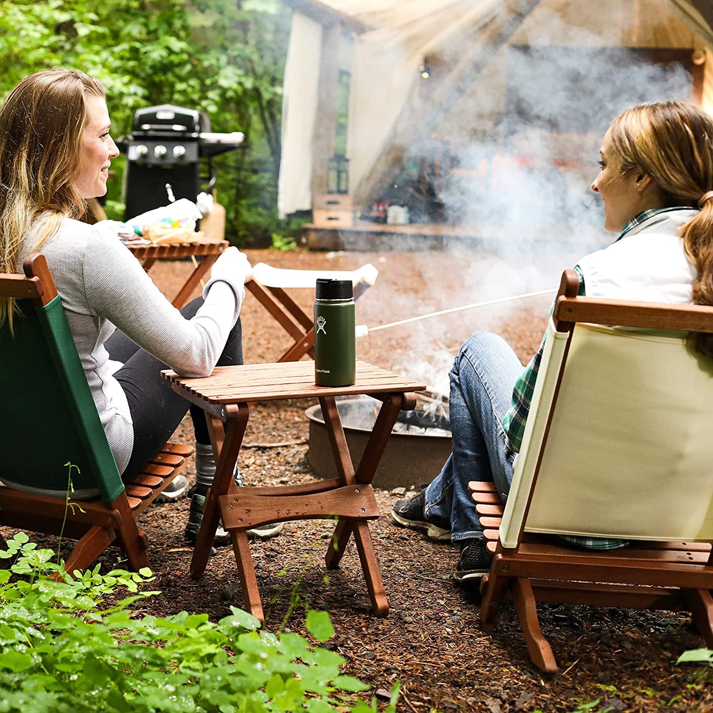 BYER OF MAINE Pangean Folding Wooden Table, Hardwood Portable Table, Multi Use Table, Easy to Fold and Carry for Camping, Wooden Camp Table, Use Indoors, Matches Pangean Furniture Line